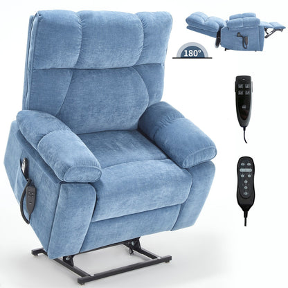 Fauteuil inclinable électrique surdimensionné avec deux moteurs, fonctions de chauffage et de massage, inclinaison infinie, porte-gobelets dissimulés