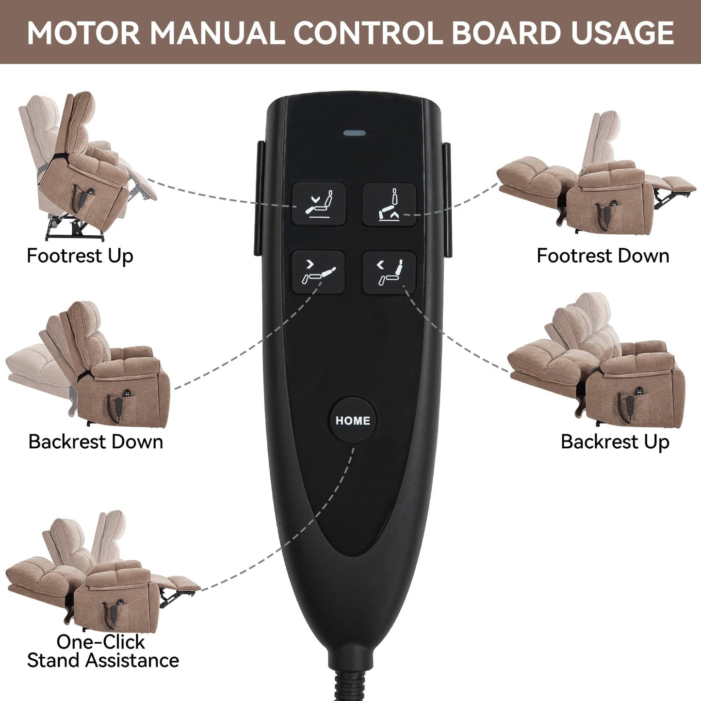 Fauteuil inclinable électrique surdimensionné avec deux moteurs, fonctions de chauffage et de massage, inclinaison infinie, porte-gobelets dissimulés