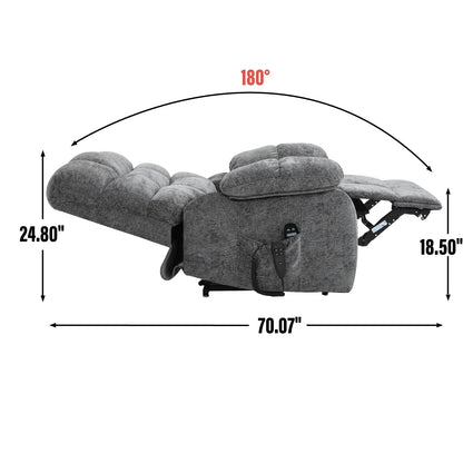 Fauteuil inclinable électrique surdimensionné avec deux moteurs, chauffage et massage, inclinaison infinie (capacité de 158 kg), télécommande