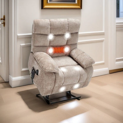 Fauteuil inclinable électrique surdimensionné avec deux moteurs, chauffage et massage, inclinaison infinie (capacité de 158 kg), télécommande