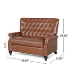 Fauteuil inclinable surdimensionné, rivets, dossier capitonné, similicuir marron clair