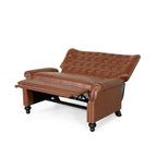 Fauteuil inclinable surdimensionné, rivets, dossier capitonné, similicuir marron clair