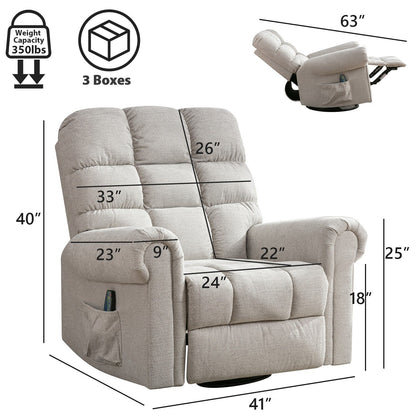 Fauteuils inclinables pivotants surdimensionnés à bascule et rembourrage manuel pour hommes de grande taille
