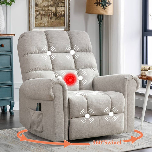 Fauteuils inclinables pivotants surdimensionnés à bascule et rembourrage manuel pour hommes de grande taille