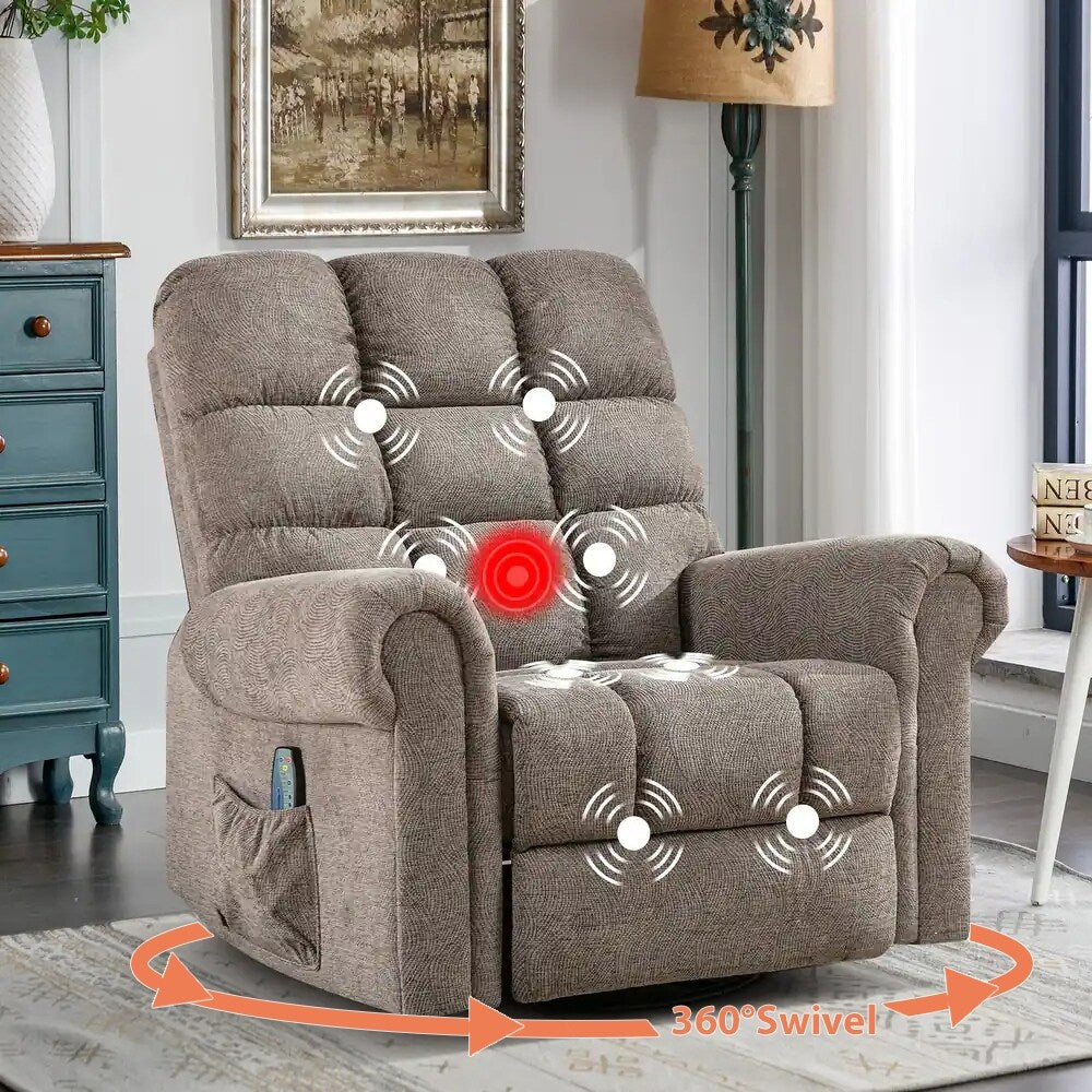 Fauteuils inclinables pivotants surdimensionnés à bascule et rembourrage manuel pour hommes de grande taille
