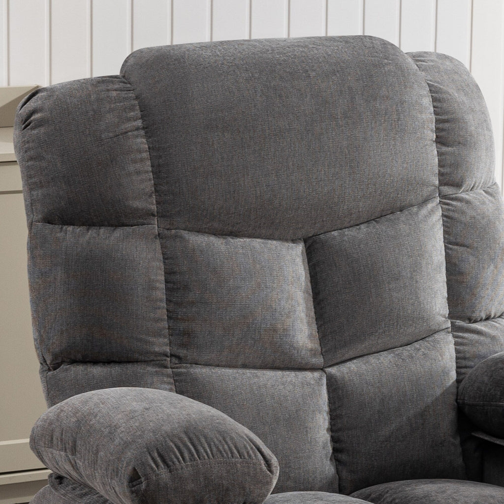 Fauteuil inclinable à bascule surdimensionné avec massage et chauffage, 2 porte-gobelets, port de chargement USB, inclinaison à 150° et fonction bascule à 30°