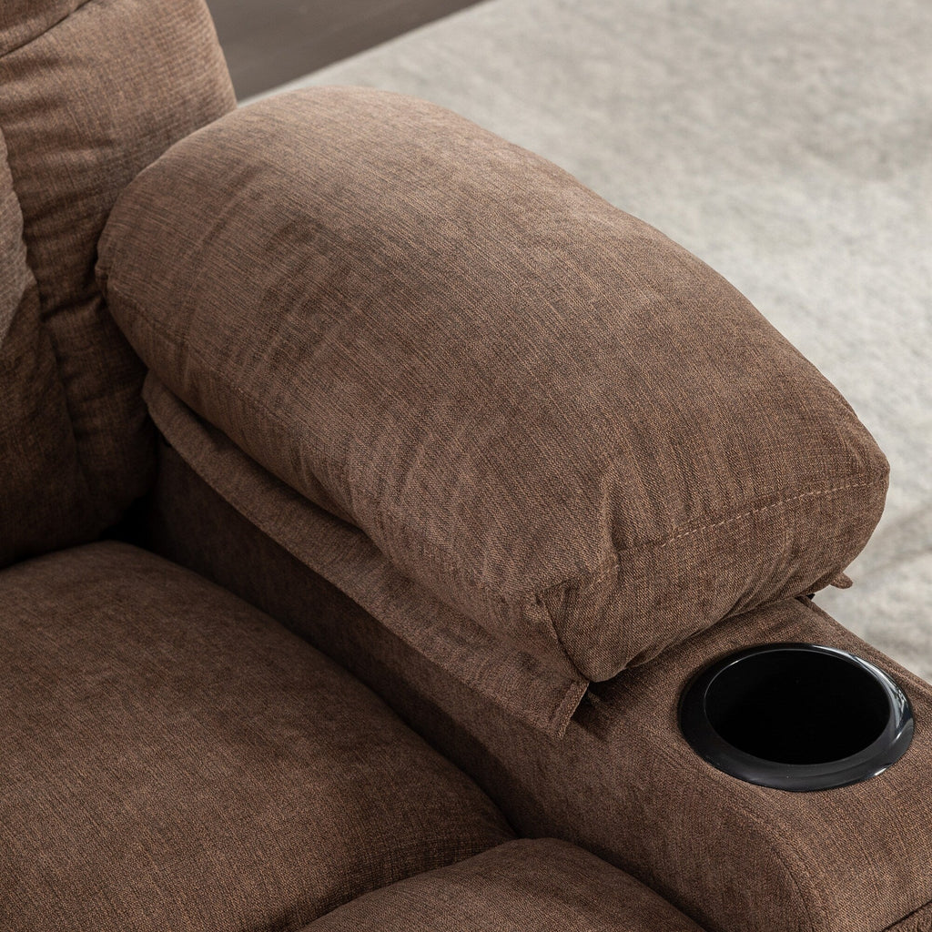 Fauteuil inclinable à bascule surdimensionné avec massage et chauffage, 2 porte-gobelets, port de chargement USB, inclinaison à 150° et fonction bascule à 30°