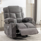 Fauteuil inclinable à bascule surdimensionné avec massage et chauffage, 2 porte-gobelets, port de chargement USB, inclinaison à 150° et fonction bascule à 30°