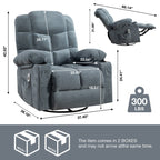 Fauteuil inclinable à bascule surdimensionné avec massage et chauffage, 2 porte-gobelets, port de chargement USB, inclinaison à 150° et fonction bascule à 30°