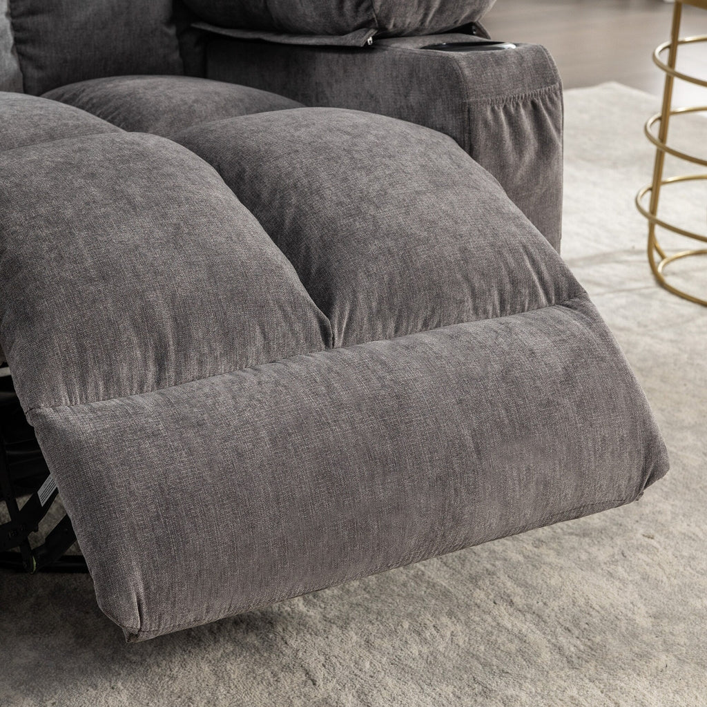 Fauteuil inclinable à bascule surdimensionné avec massage et chauffage, 2 porte-gobelets, port de chargement USB, inclinaison à 150° et fonction bascule à 30°