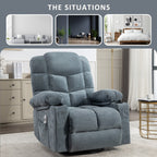 Fauteuil inclinable à bascule surdimensionné avec massage et chauffage, 2 porte-gobelets, port de chargement USB, inclinaison à 150° et fonction bascule à 30°