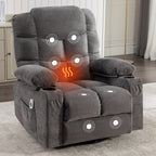 Fauteuil inclinable à bascule surdimensionné avec massage et chauffage, 2 porte-gobelets, port de chargement USB, inclinaison à 150° et fonction bascule à 30°