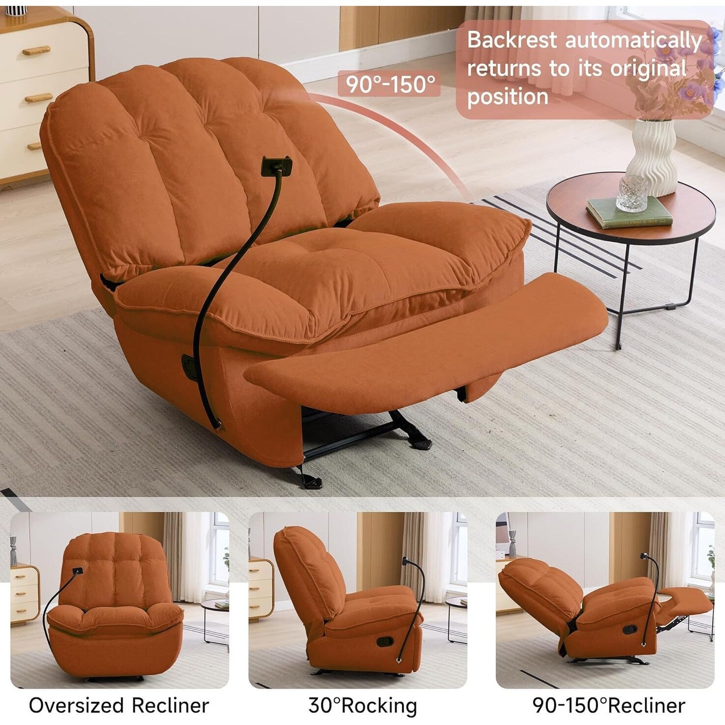Fauteuils inclinables à bascule surdimensionnés pour adultes 400 lb