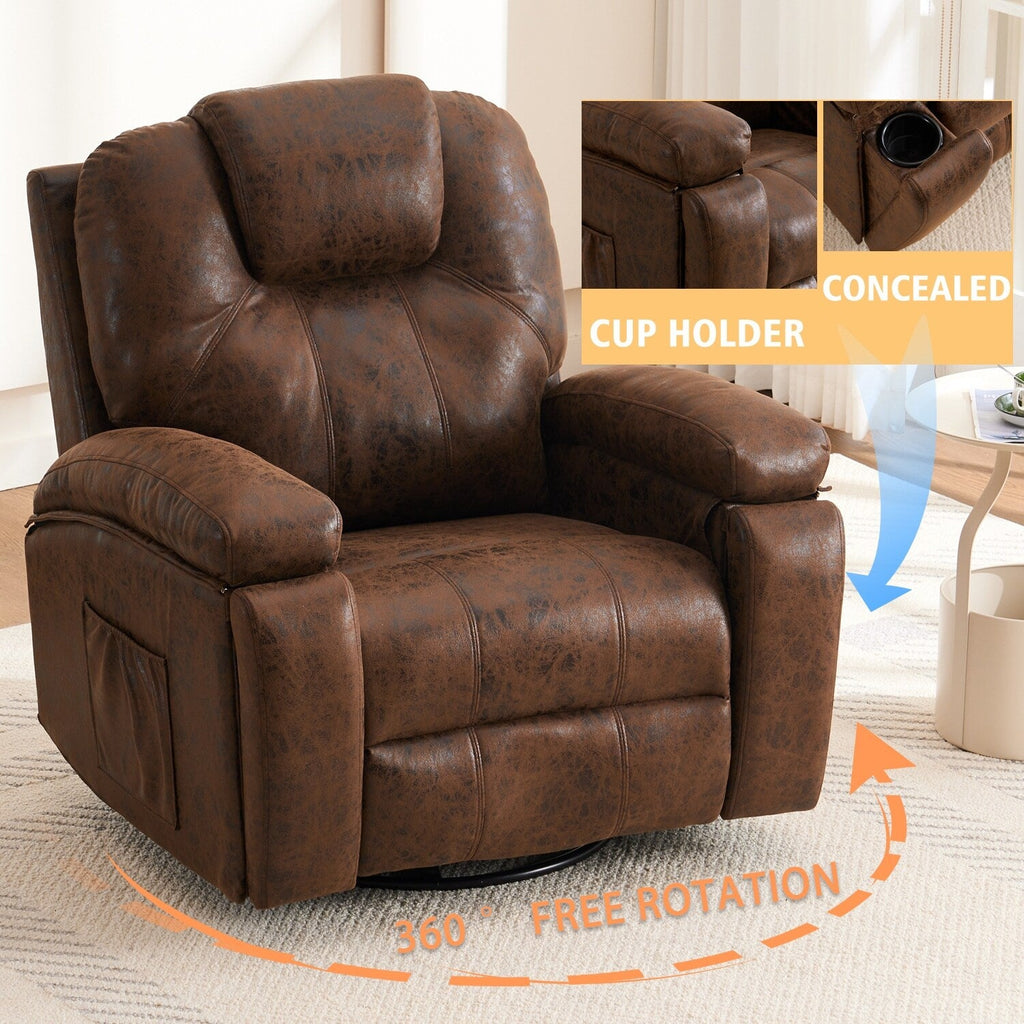 Canapé simple surdimensionné, fauteuil pivotant réglable avec poches latérales pour salon, salle de réunion, chambre à coucher