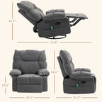 Fauteuil inclinable pivotant surdimensionné en tissu Teddy avec repose-pieds, télécommande et 4 poches latérales