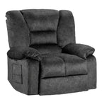 Fauteuil inclinable manuel rembourré surdimensionné avec massage par vibrations à 8 points, chauffage lombaire, 2 poches latérales