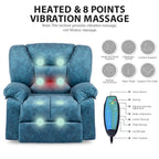 Fauteuil inclinable manuel rembourré surdimensionné avec massage par vibrations à 8 points, chauffage lombaire, 2 poches latérales
