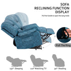 Fauteuil inclinable manuel rembourré surdimensionné avec massage par vibrations à 8 points, chauffage lombaire, 2 poches latérales