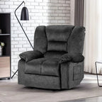 Fauteuil inclinable manuel rembourré surdimensionné avec massage par vibrations à 8 points, chauffage lombaire, 2 poches latérales