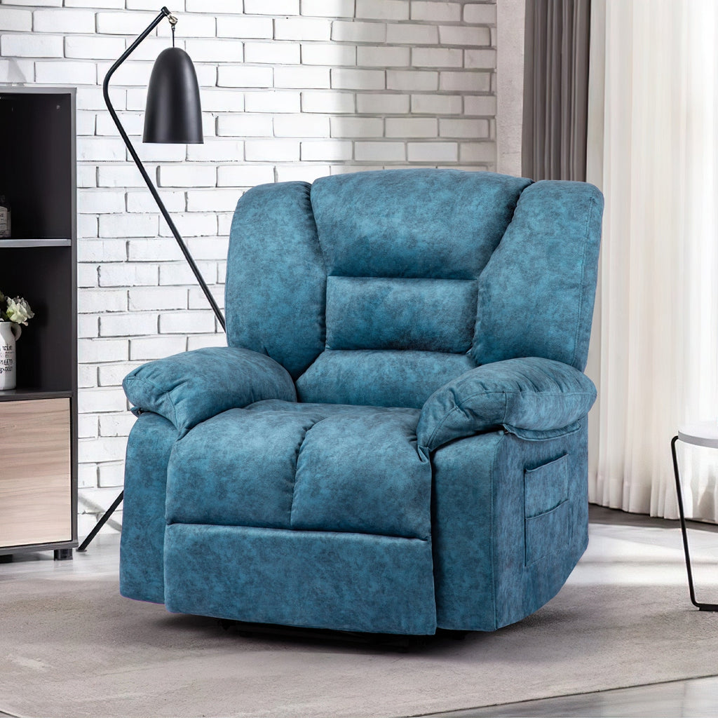 Fauteuil inclinable manuel rembourré surdimensionné avec massage par vibrations à 8 points, chauffage lombaire, 2 poches latérales