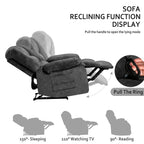 Fauteuil inclinable manuel rembourré surdimensionné avec massage par vibrations à 8 points, chauffage lombaire, 2 poches latérales