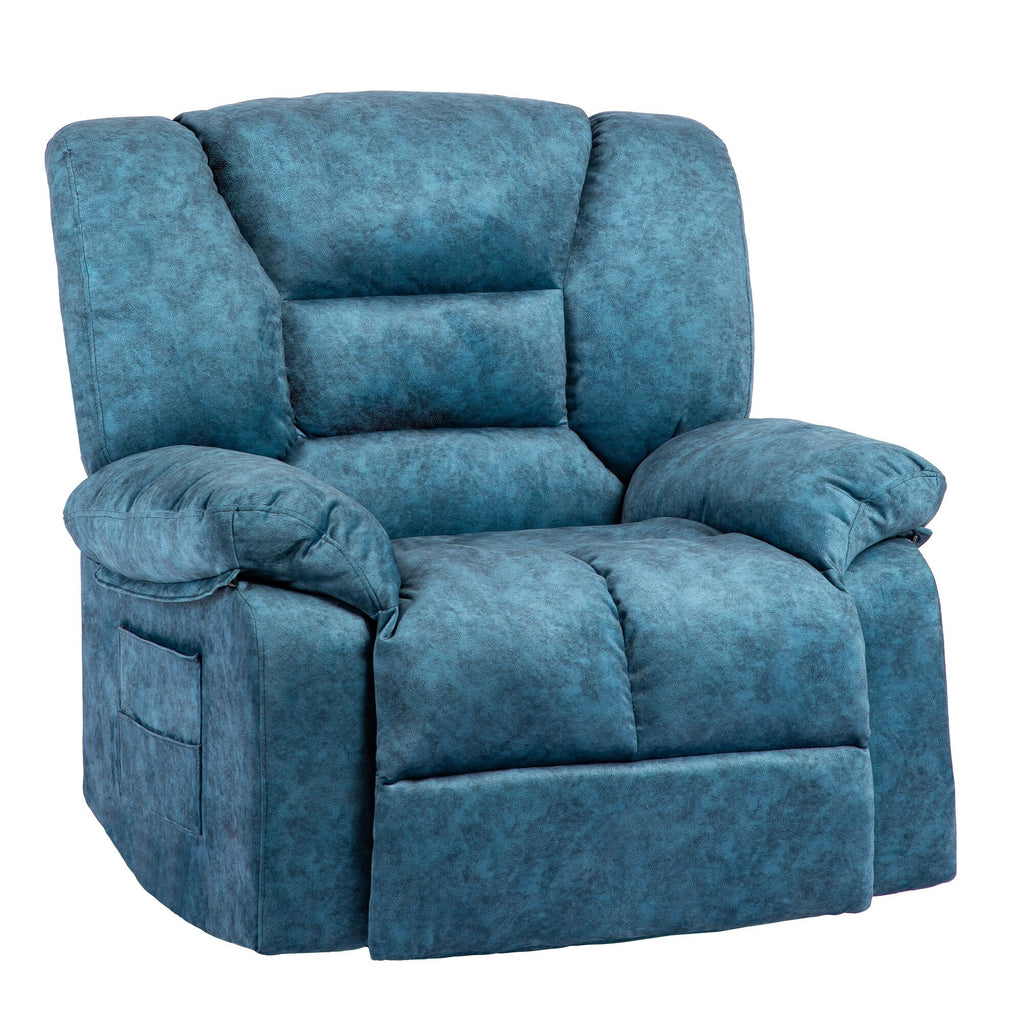 Fauteuil inclinable manuel rembourré surdimensionné avec massage par vibrations à 8 points, chauffage lombaire, 2 poches latérales