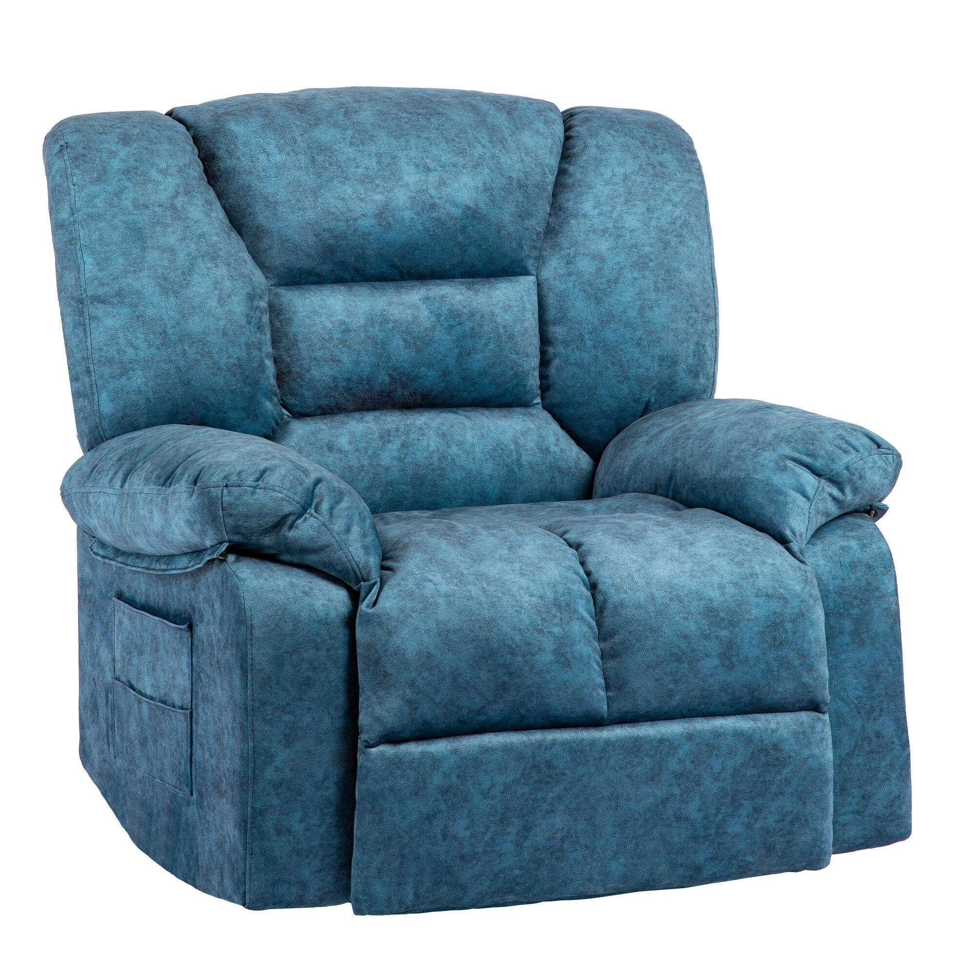 Fauteuil inclinable manuel rembourré surdimensionné avec massage par vibrations à 8 points, chauffage lombaire, 2 poches latérales