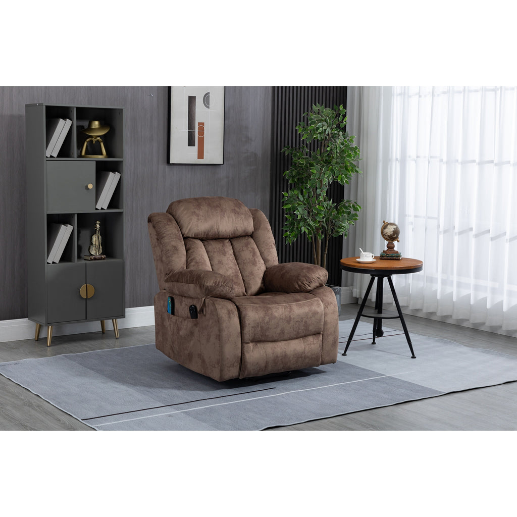 Fauteuil inclinable électrique surdimensionné en velours avec massage, chauffage lombaire, 2 poches latérales et port USB