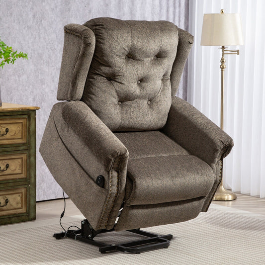 Fauteuil inclinable électrique capitonné vintage surdimensionné avec garniture cloutée