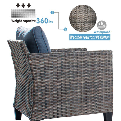 Ensemble de chaises de conversation en osier pour patio extérieur OVIOS