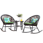 Ensemble bistrot OVIOS 3 pièces avec chaises à bascule et table basse en verre