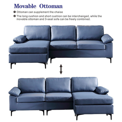 Canapé méridienne réversible OVIOS avec coussins moelleux et pieds en métal