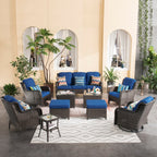 Ensemble de 10 chaises pivotantes de patio OVIOS avec tables