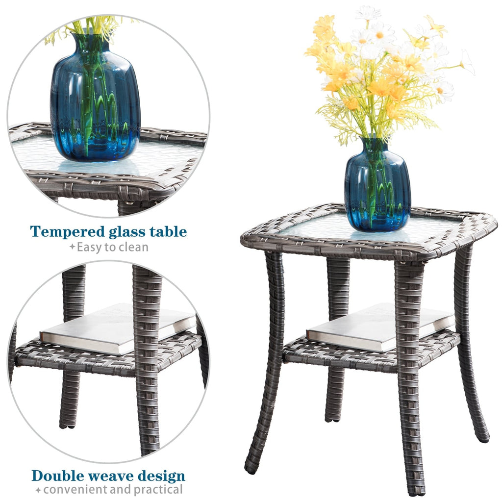 Ensemble de meubles de patio OVIOS 7 pièces en osier avec chaises pivotantes à bascule