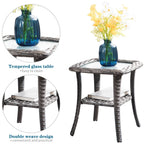 Ensemble de meubles de patio OVIOS 7 pièces en osier avec chaises pivotantes à bascule