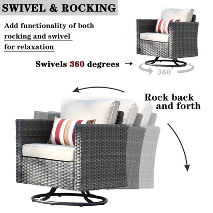 Ensemble de meubles de patio OVIOS 8 pièces en osier avec chaises pivotantes