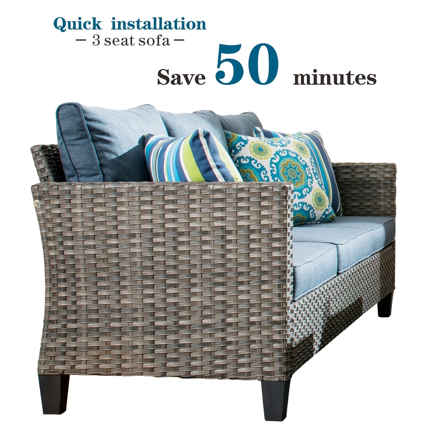 Ensemble de meubles de patio OVIOS 8 pièces en osier avec chaises pivotantes