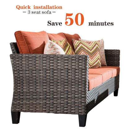 Ensemble de meubles de patio OVIOS 8 pièces en osier avec chaises pivotantes