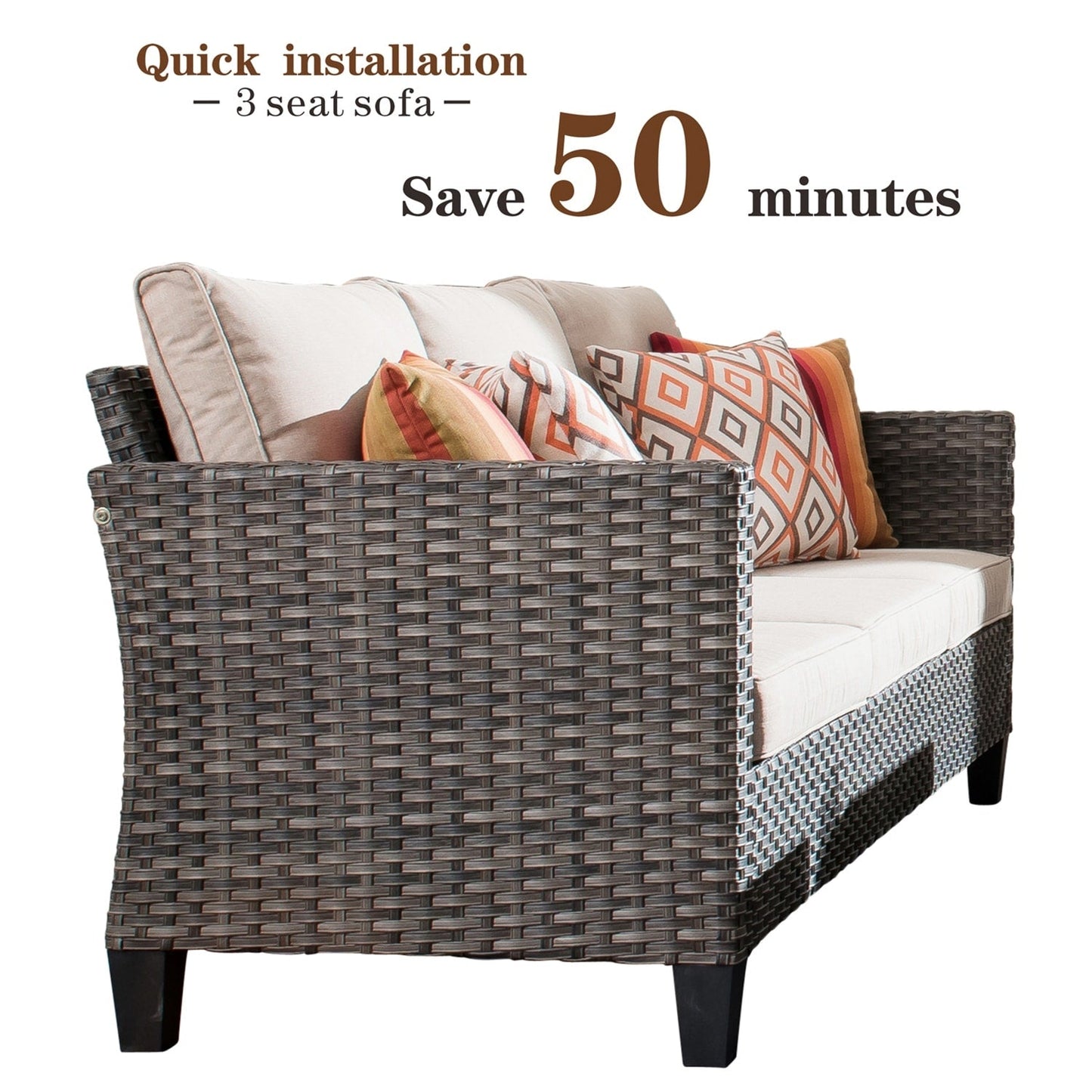 Ensemble de meubles de patio OVIOS 8 pièces en osier avec chaises pivotantes
