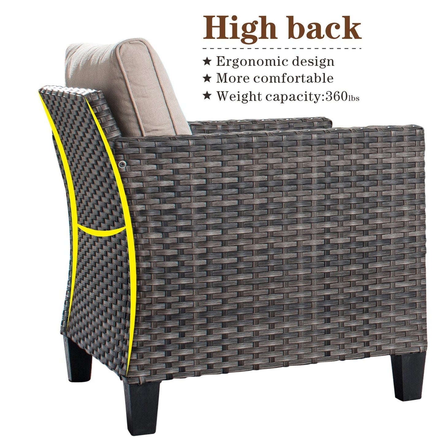Ensemble de meubles de patio OVIOS 8 pièces en osier avec chaises pivotantes