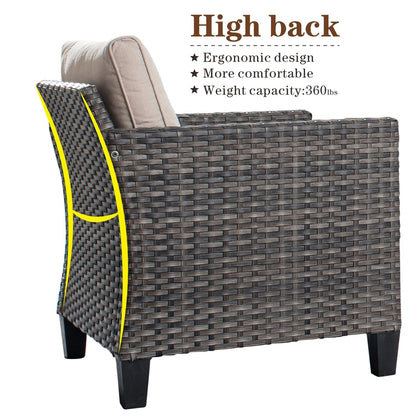 Ensemble de meubles de patio OVIOS 8 pièces en osier avec chaises pivotantes