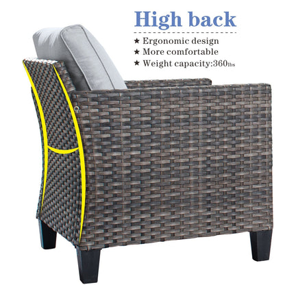 Ensemble de meubles de patio OVIOS 8 pièces en osier avec chaises pivotantes