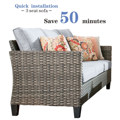 Ensemble de meubles de patio OVIOS 8 pièces en osier avec chaises pivotantes