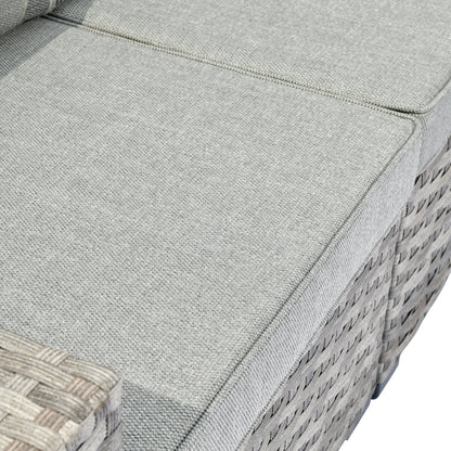 Ensemble de meubles de patio en osier OVIOS, 6 pièces, avec bras larges et table
