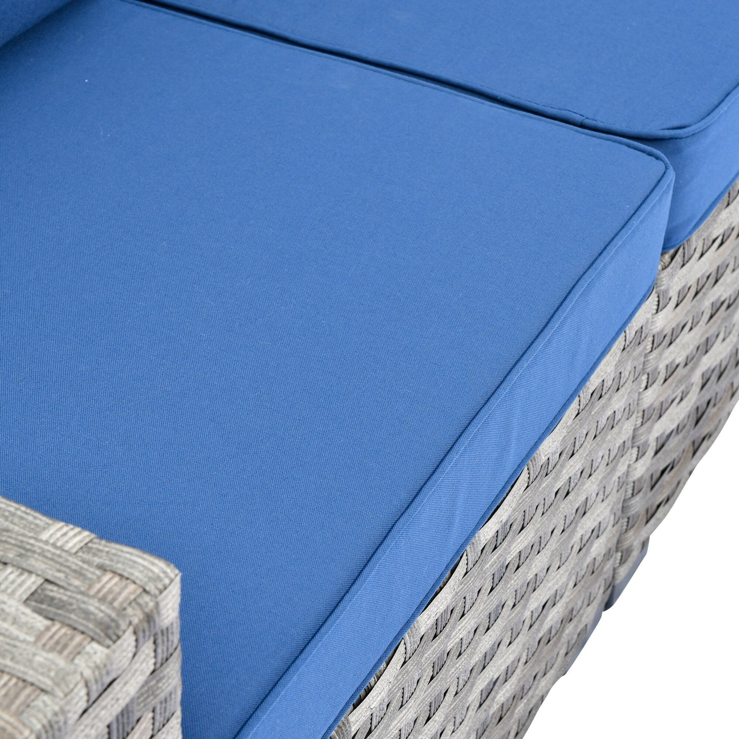 Ensemble de meubles de patio en osier OVIOS, 6 pièces, avec bras larges et table