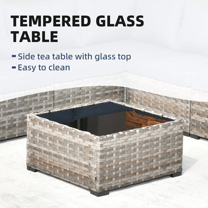 Ensemble de meubles de patio en osier OVIOS, 6 pièces, avec bras larges et table