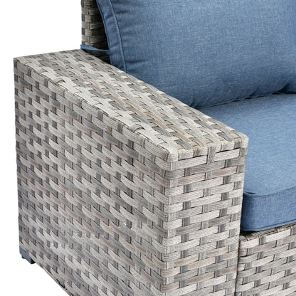 Ensemble de meubles de patio en osier OVIOS, 6 pièces, avec bras larges et table