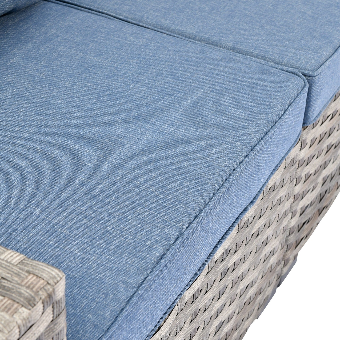 Ensemble de meubles de patio en osier OVIOS, 6 pièces, avec bras larges et table