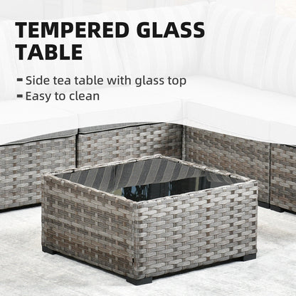 Ensemble de meubles de patio en osier OVIOS, 6 pièces, avec bras larges et table