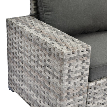 Ensemble de meubles de patio en osier OVIOS, 6 pièces, avec bras larges et table